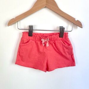 5/$20💥NEW Paper Bag Waist Baby Girl Dolphin Shorts, Pockets, Coral Pink